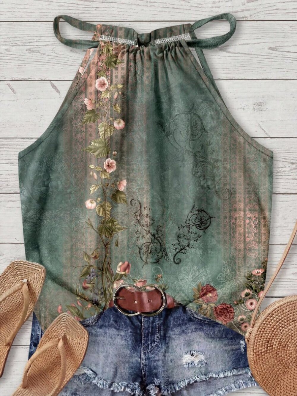 Multicolor Boho Women's Halter Neck Camisole top